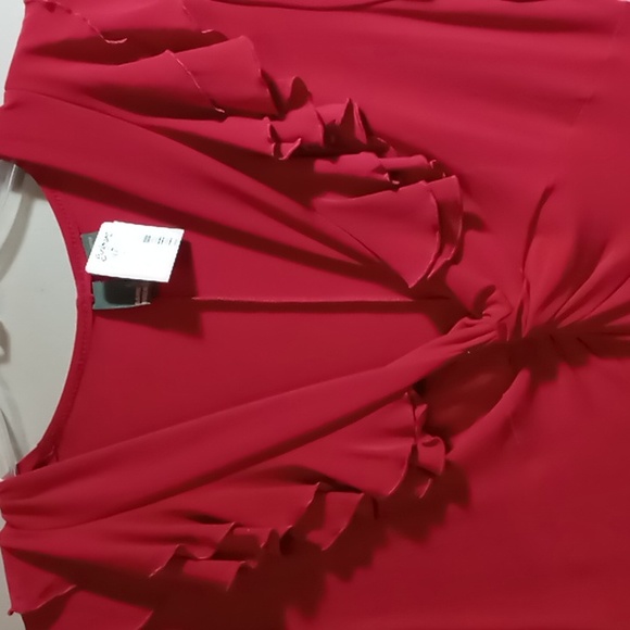 Sere Nade Red V Neck Knot and Ruffle Dress L - Picture 3 of 5